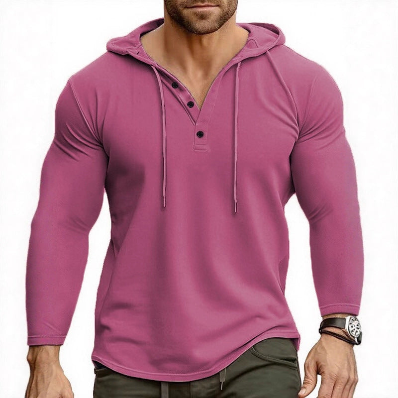 Herren Kapuzenshirt mit modernem Knopfverschluss und atmungsaktivem Stoff Echoarchiv
