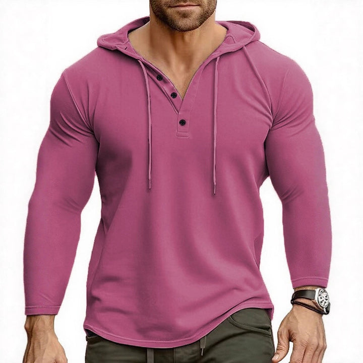 Herren Kapuzenshirt mit modernem Knopfverschluss und atmungsaktivem Stoff Echoarchiv