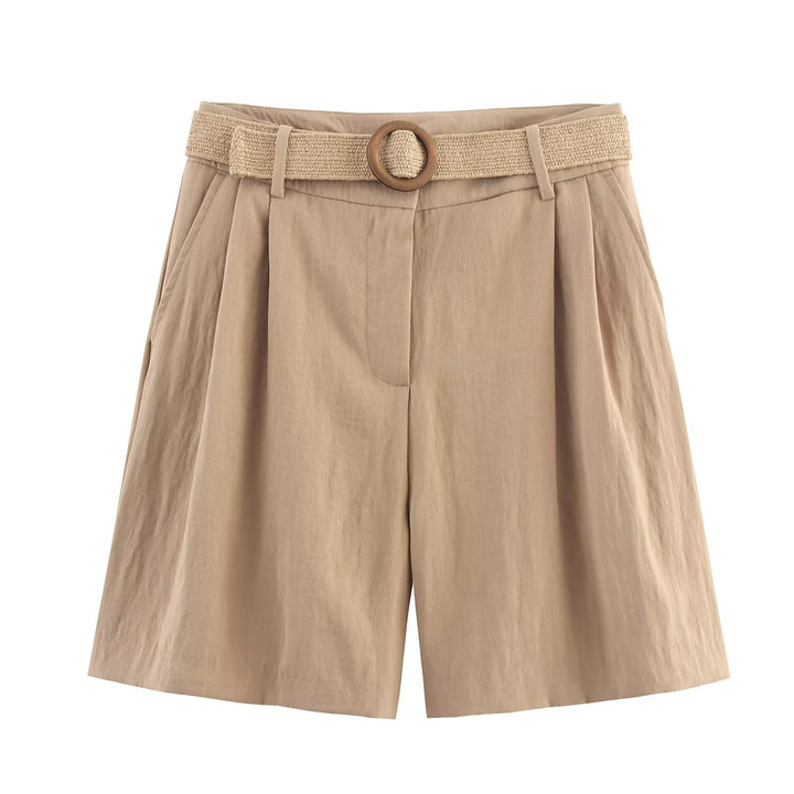 Damen elegante Shorts mit breitem, geflochtenem Gürtel Echo Archiv