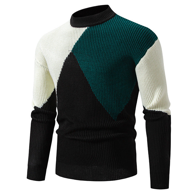 Herren modischer Rollkragenpullover mit grafischem Farbblockdesign Echoarchiv