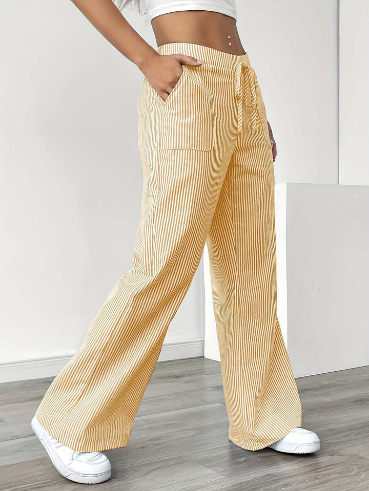 Damen nan weite Baumwoll-Loungehose mit Tunnelzug und Seitentaschen Echo Archiv