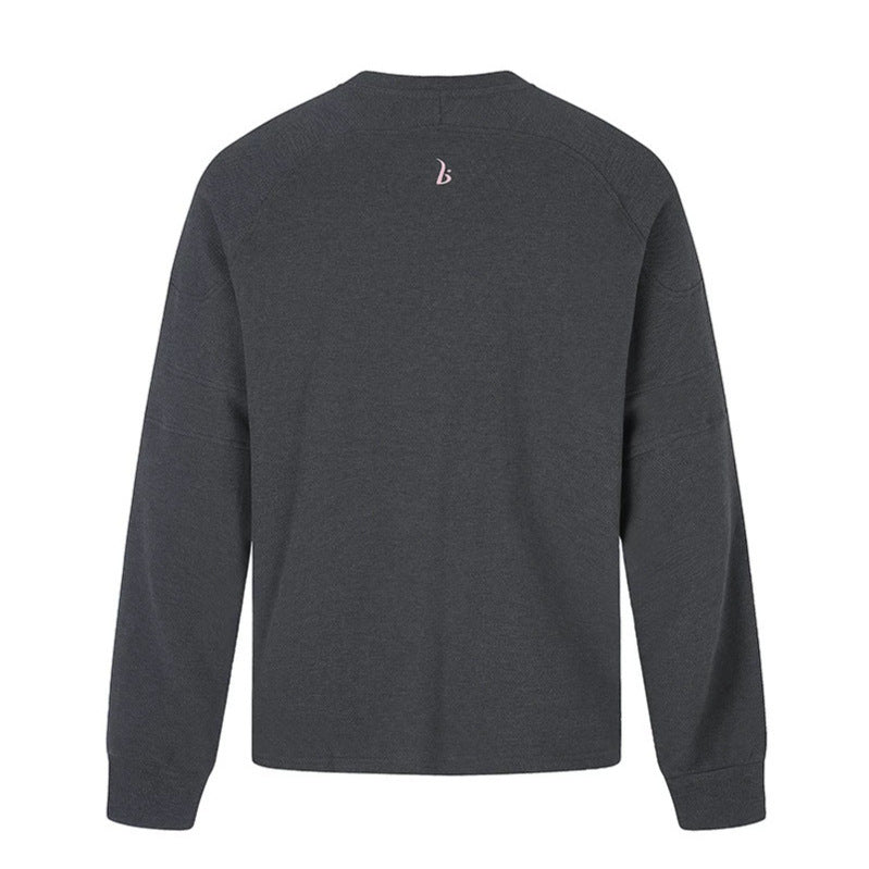 Damen Oversize-Sweatshirt mit V-Ausschnitt, Raglanärmeln und typografischem Frontprint Echoarchiv