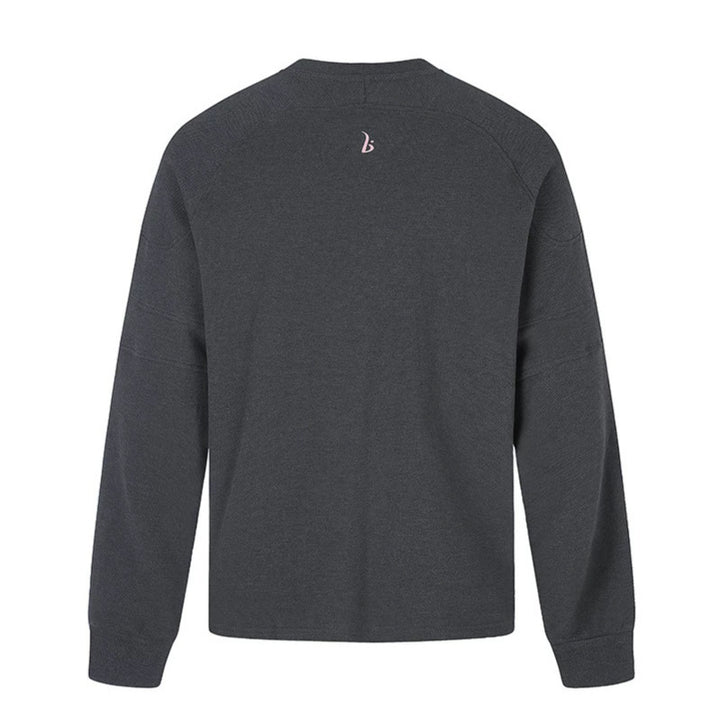 Damen Oversize-Sweatshirt mit V-Ausschnitt, Raglanärmeln und typografischem Frontprint Echoarchiv