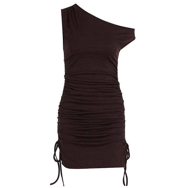 Damen figurbetontes One-Shoulder Kleid mit seitlichen Rüschen Echo Archiv