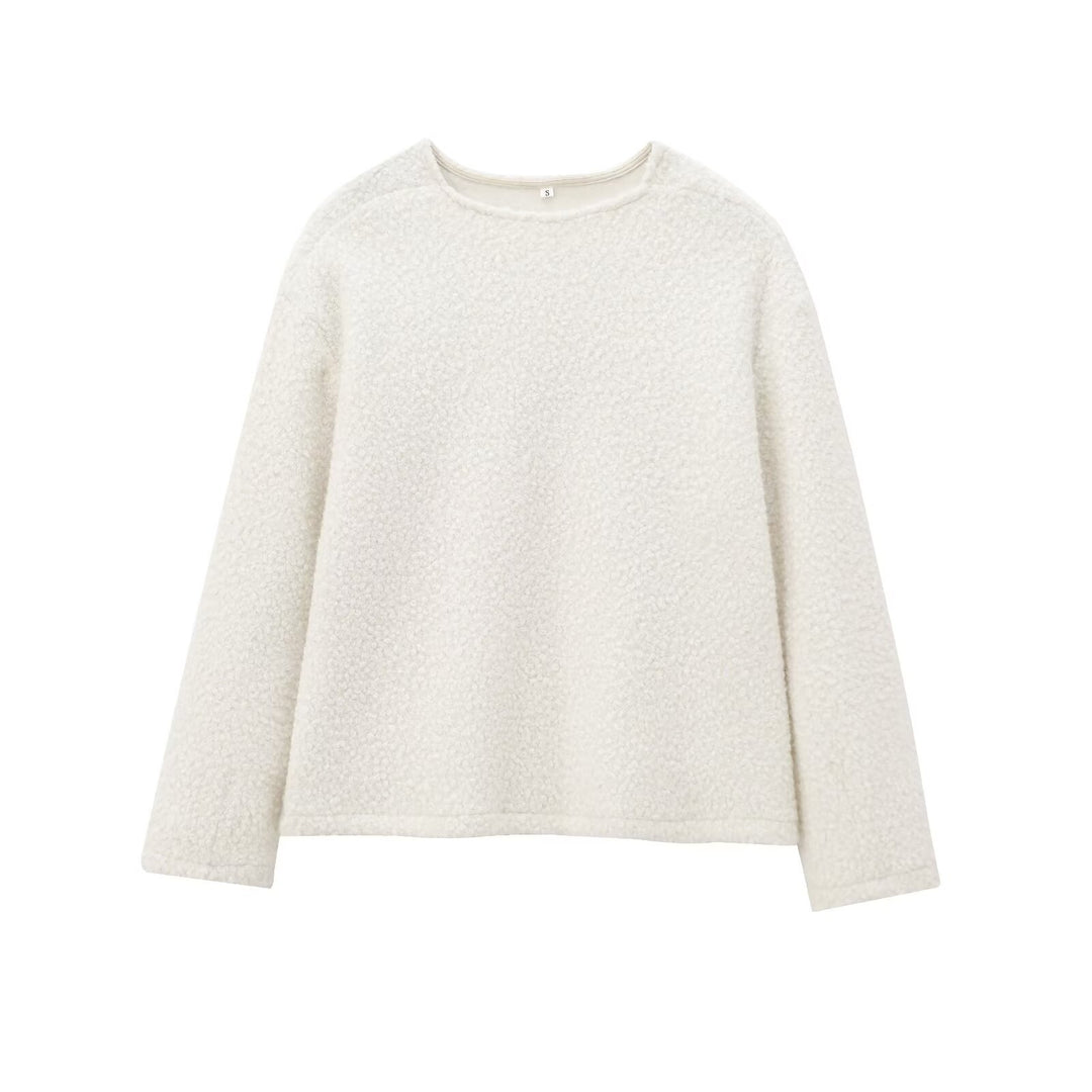 Damen nan kuscheliger Bouclé-Pullover mit Rundhalsausschnitt und entspannter Oversize-Silhouette Echo Archiv