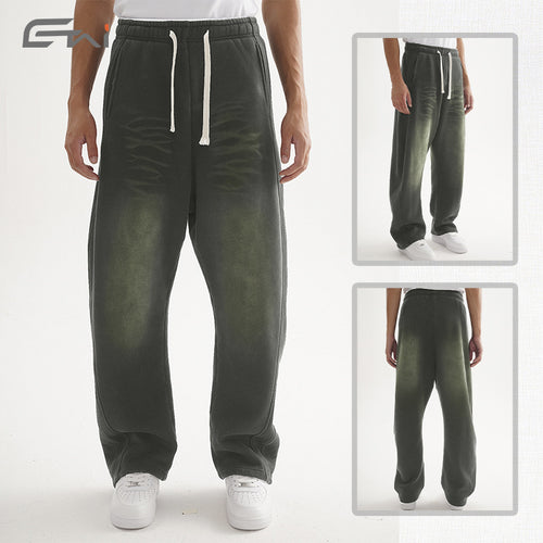 Herren Weite Sweathose im Haremsschnitt mit tiefem Schritt, extra langen Kordeln und Vintage-Fade Echo Archiv