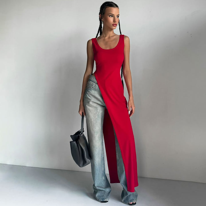 Damen Langarm Maxikleid mit hohem Schlitz Echo Archiv