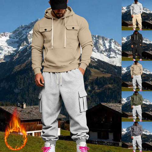 Herren Kapuzen-Sweatherset mit Cargo-Jogger und aufgesetzten Taschen – Cavarno