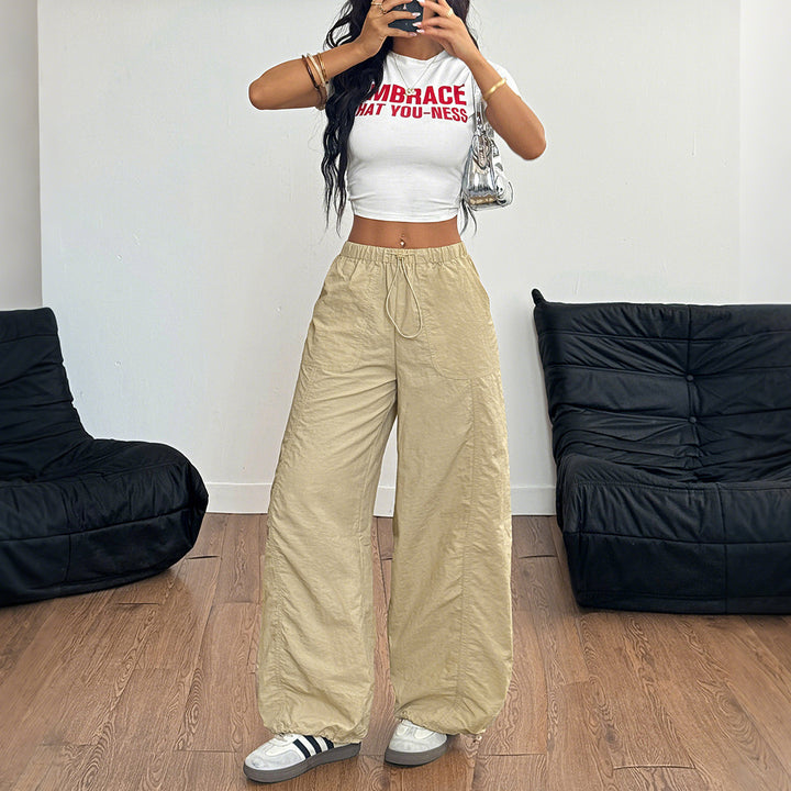 Damen Weite Leinenhose mit elastischem Bund und seitlichen Taschen Echo Archiv