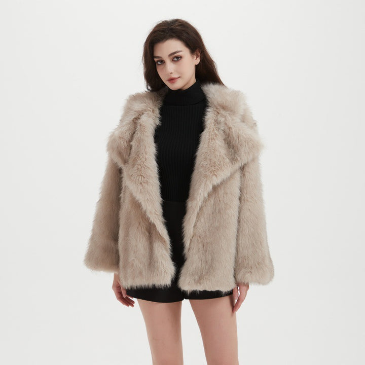 Damen Kurzer Boxy-Faux‑Fur‑Cardigan mit dichtem Hochflor und offener Front Echo Archiv