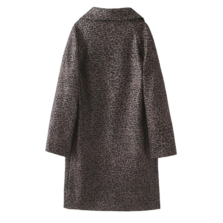 Damen oversized Mantel mit Leopardprint, Reverskragen, Zweiknopf‑Verschluss und aufgesetzten Eingrifftaschen – Montévia