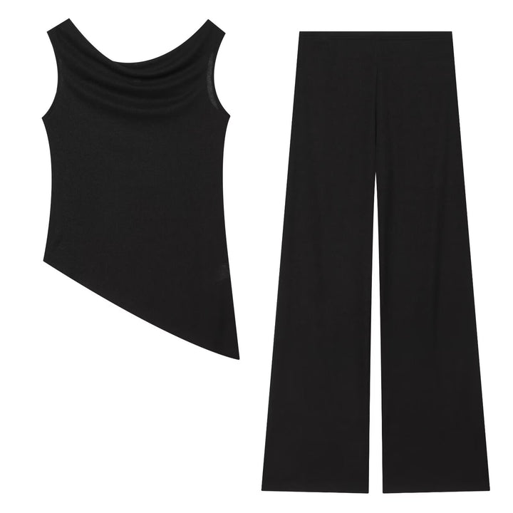 Damen Weite Strickhose mit hoher Taille und ausgestelltem Bein Echo Archiv