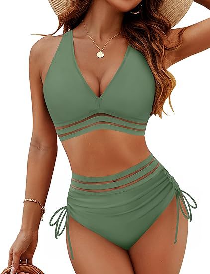 Damen Bikiniset mit verstellbarem Bund und sportlichem V-Ausschnitt Echo Archiv