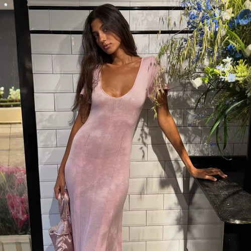 Damen elegantes figurbetontes Maxikleid mit V-Ausschnitt Echo Archiv