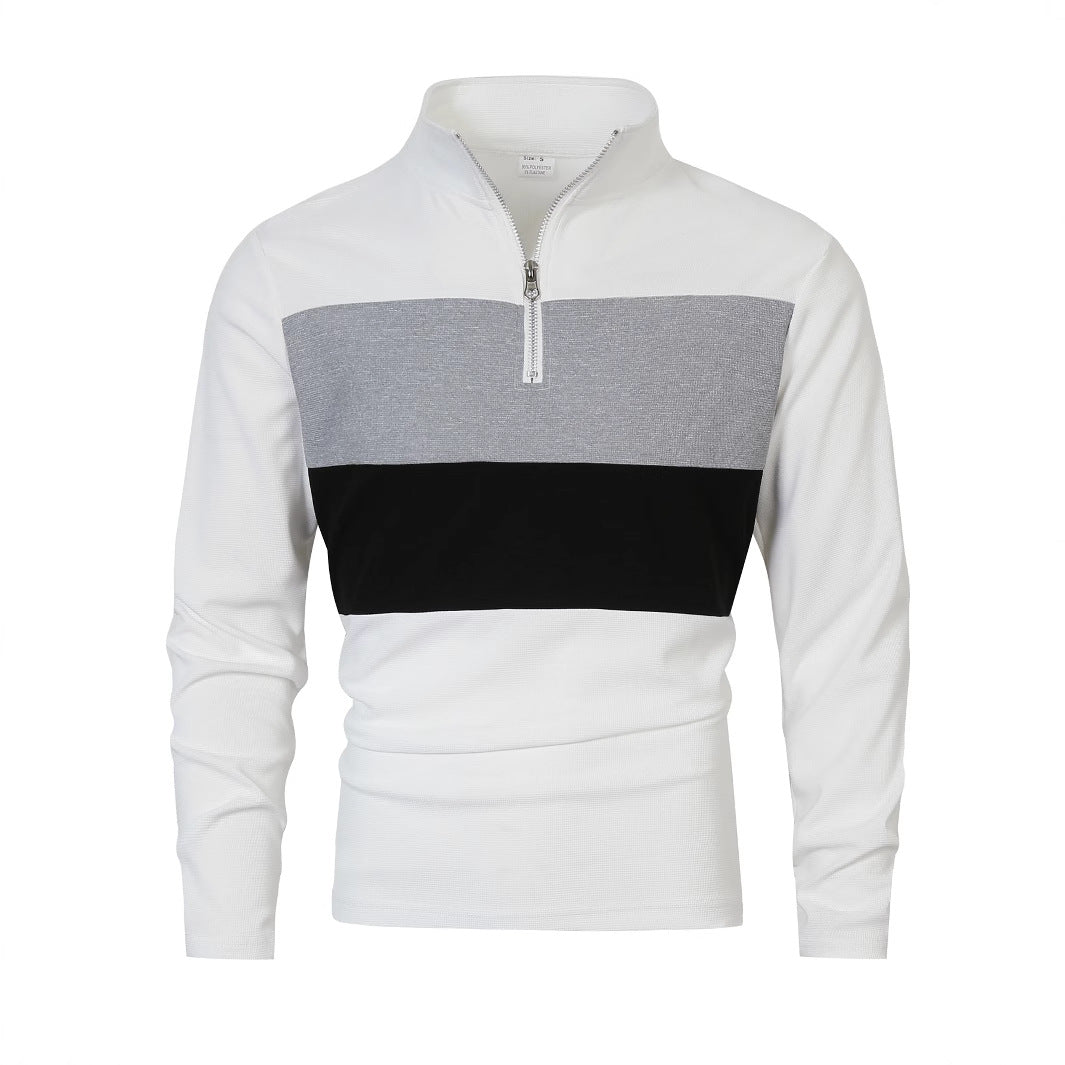 Herren modischer Pullover mit Reißverschluss und Farbblockdesign Echoarchiv