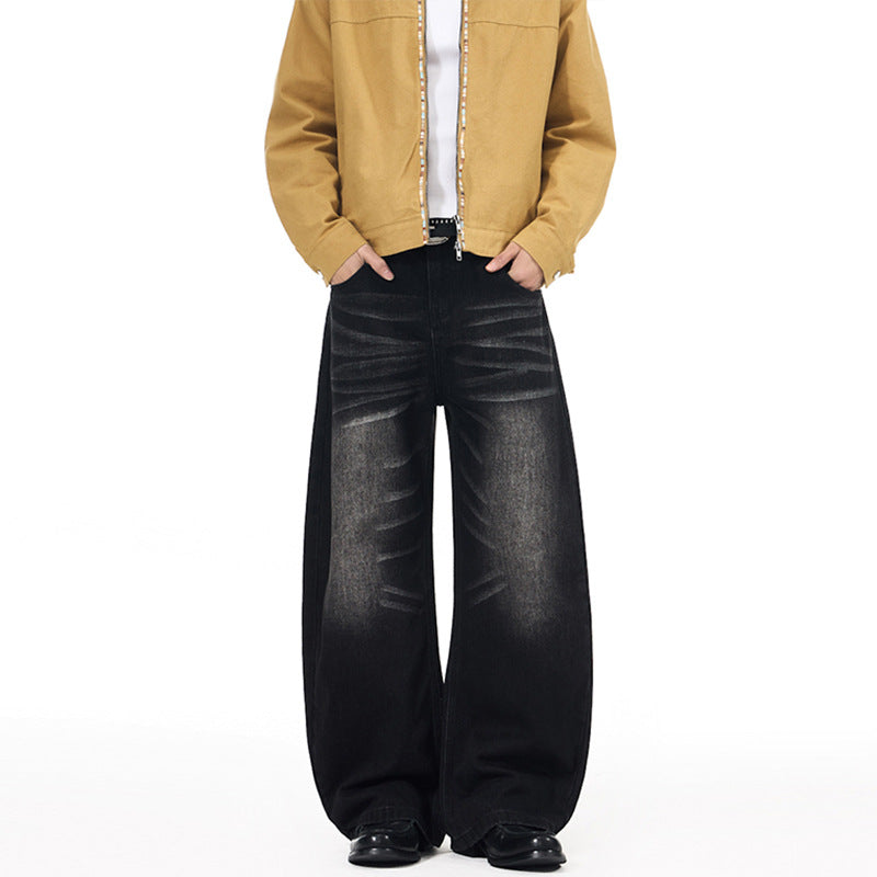 Herren Extrabreite Palazzo-Denim-Jeans mit tiefem Schritt und Used-Effekt Echo Archiv
