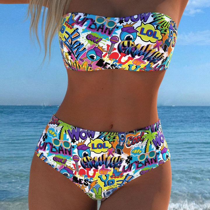 Damen Bikini-Set mit modernem Wickeldesign und lebhaftem Muster Echo Archiv