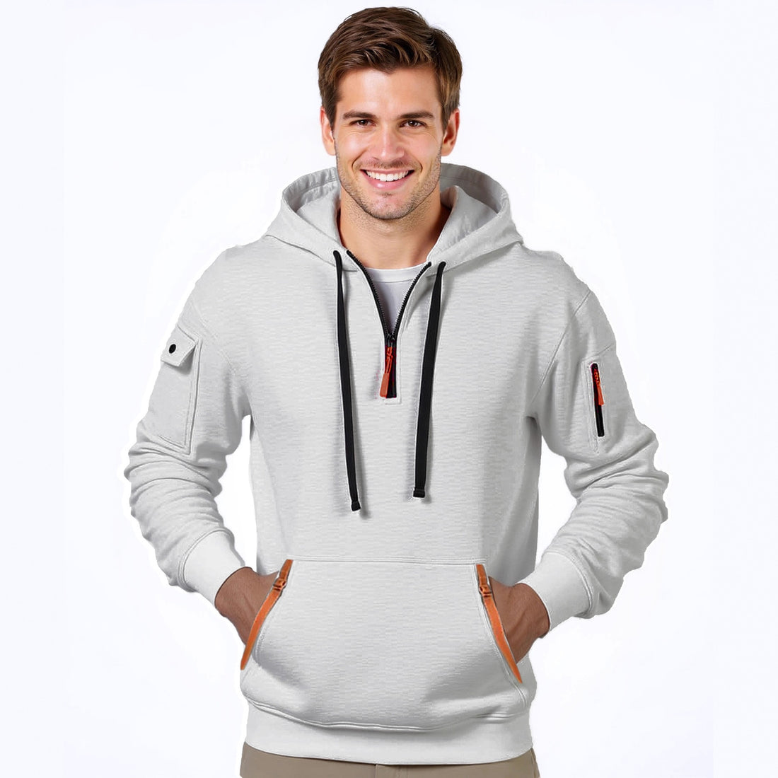 Herren modischer Kapuzenpullover mit innovativer Taschenlösung – Cavarno