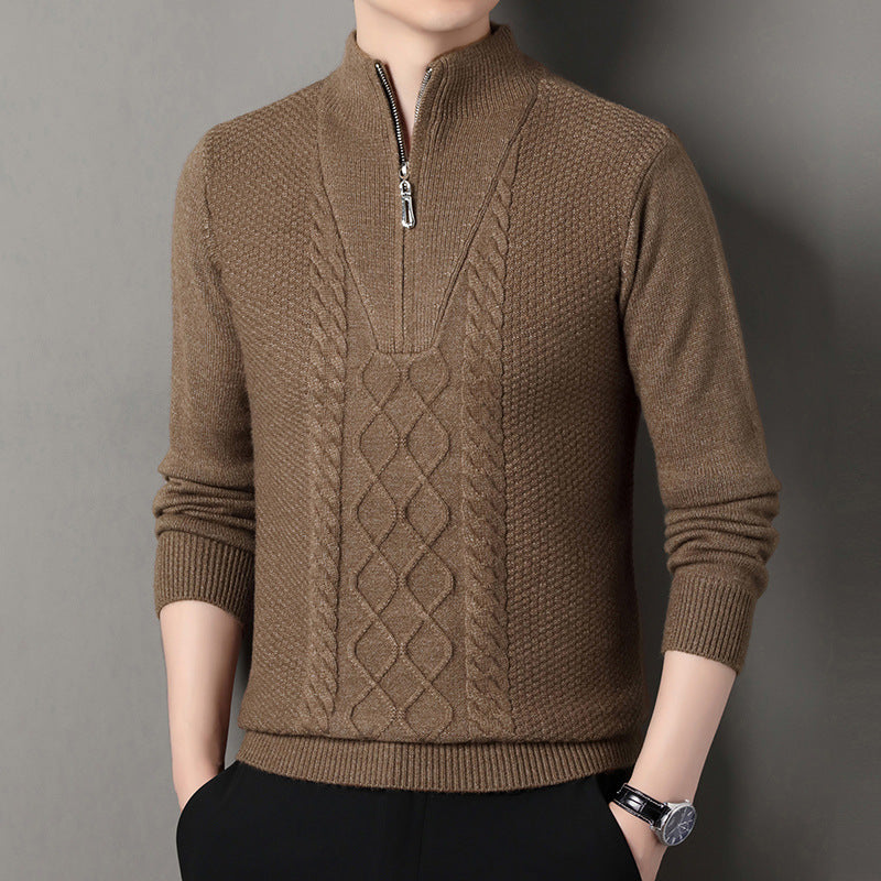 Herren Strickpullover mit hohem Kragen und Zipper Echoarchiv