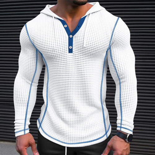 Herren stylisches Kapuzenshirt mit strukturiertem Design und Knopfleiste Echoarchiv
