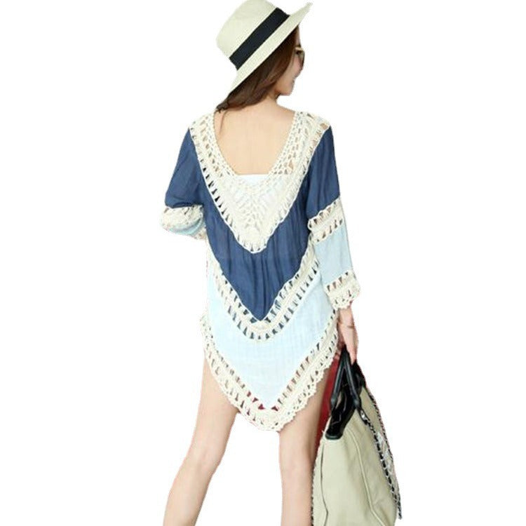 Damen Strandtunika mit elegantem Häkelbesatz und offenem Rückenausschnitt Echo Archiv