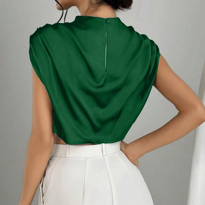 Damen elegantes Oberteil mit weichen Stofffalten und Rückenausschnitt Echo Archiv