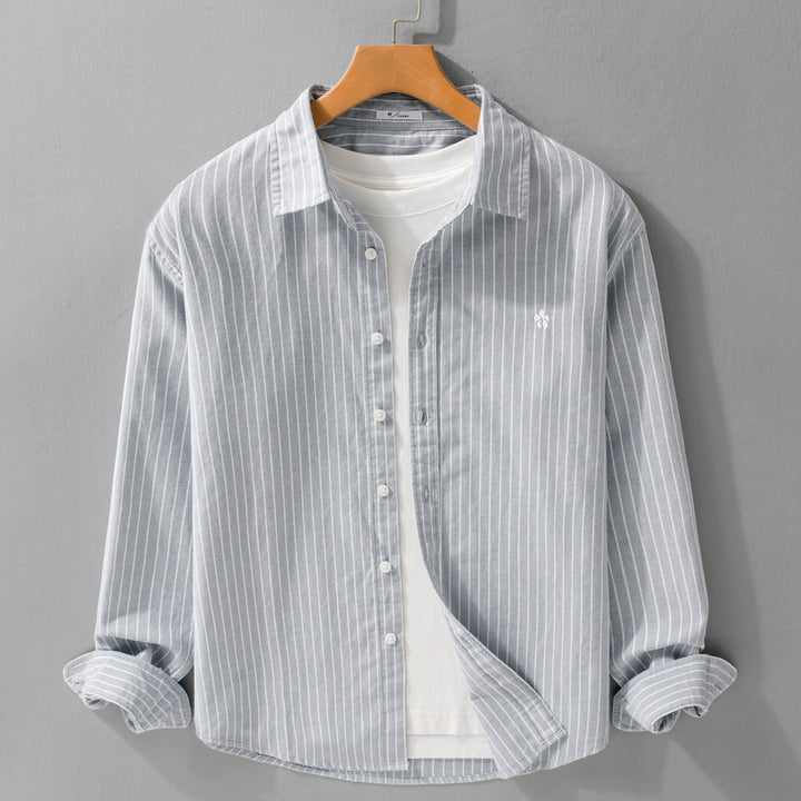 Herren Gestreiftes Layering-Hemd aus feinem Oxford-Baumwollstoff mit entspanntem Schnitt Echoarchiv