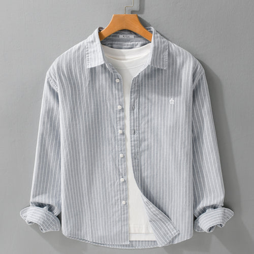 Herren Gestreiftes Layering-Hemd aus feinem Oxford-Baumwollstoff mit entspanntem Schnitt Echoarchiv