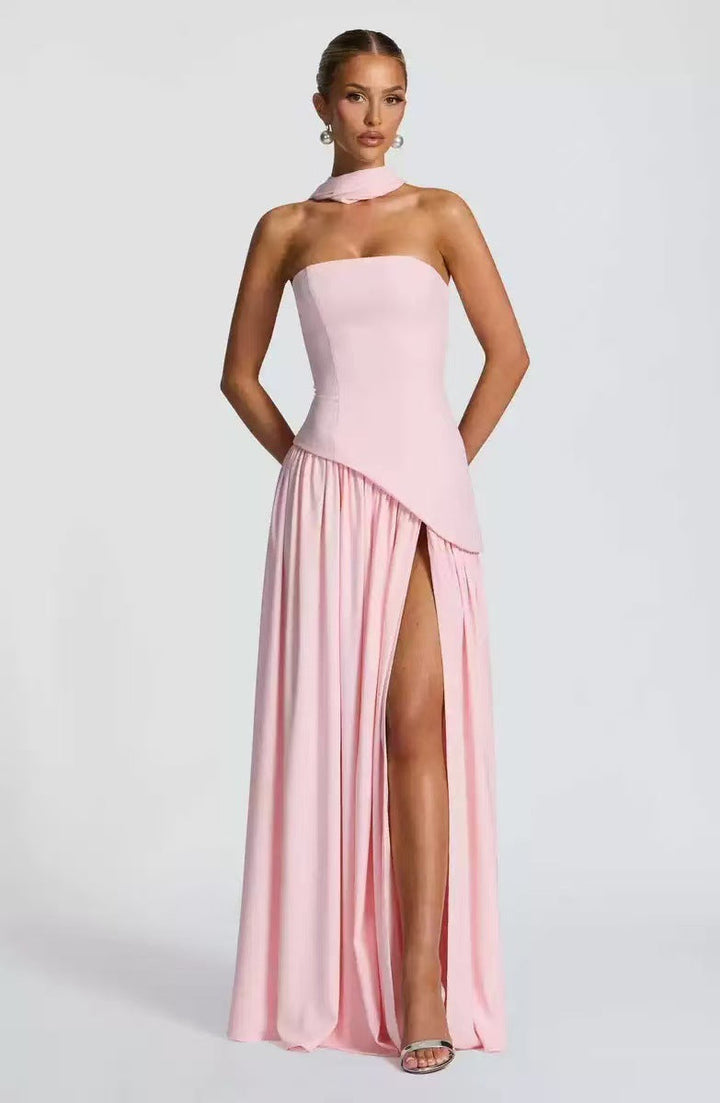 Damen Maxikleid mit figurbetontem Oberteil und schwingendem Rock Echoarchiv