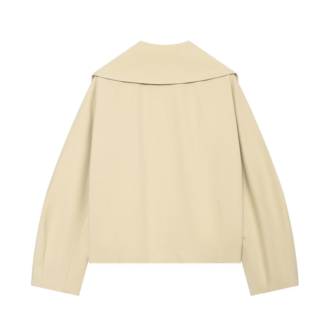 Damen Cropped Utility-Blouson mit übergroßem Reverskragen und Hornknopf‑Front Echo Archiv