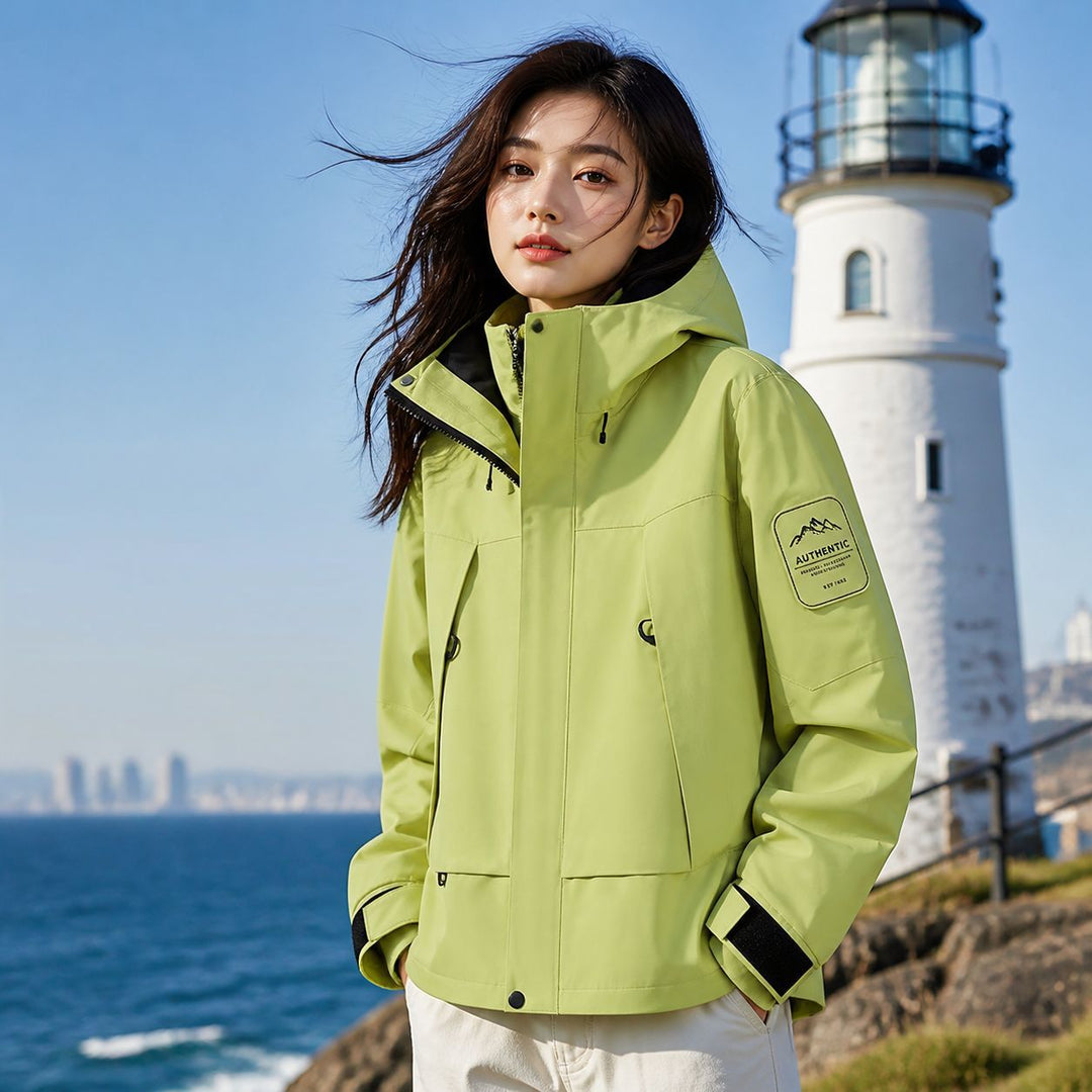 Unisex wasserfeste zweilagige Softshell-Regenjacke mit herausnehmbarem Fleecefutter und Kapuze Echoarchiv