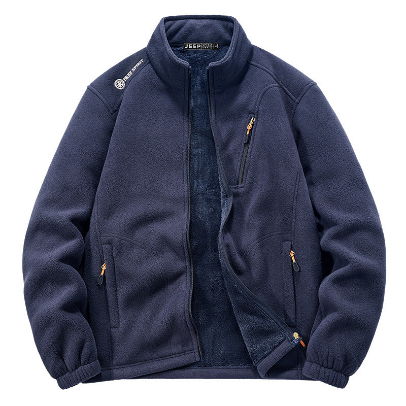 Herren Thermo‑Fleecejacke mit Sherpa‑Innenfutter, Stehkragen und Reißverschlusstaschen Echo Archiv