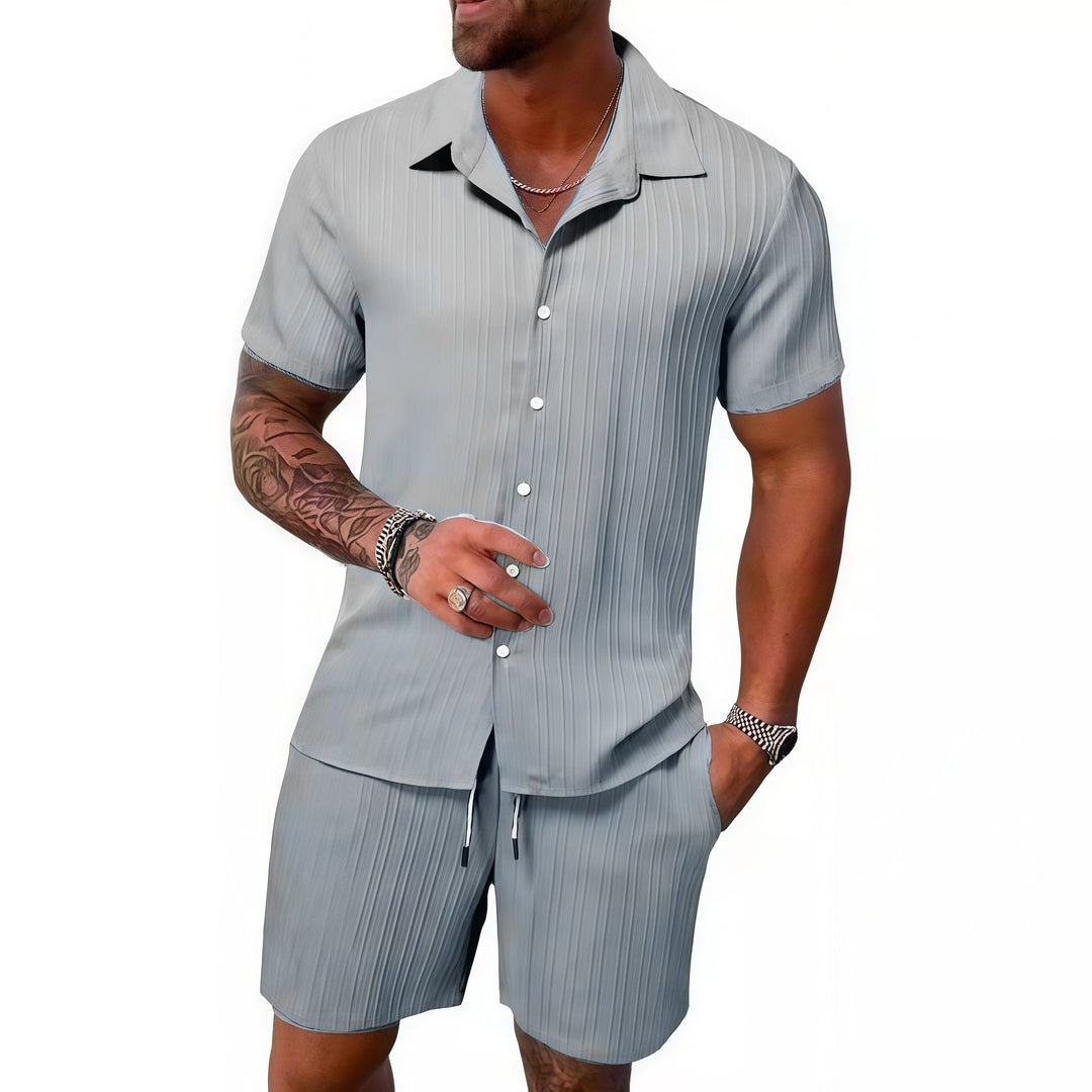 Herren atmungsaktives Sport-Set mit Kurzarm-Hemd und Shorts – Marzano