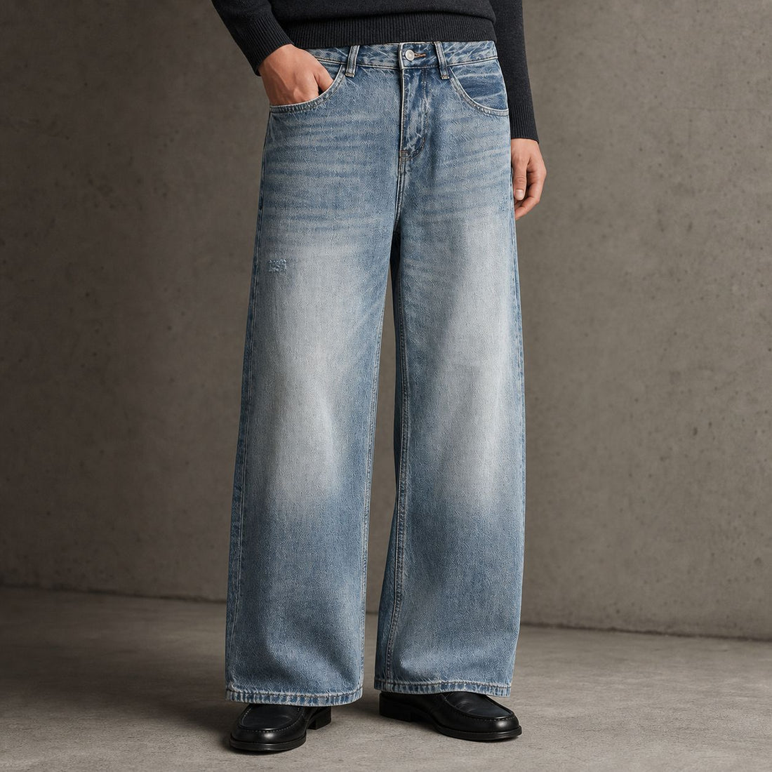 Damen Weite High-Waist Vintage-Jeans mit Used-Effekt Echo Archiv