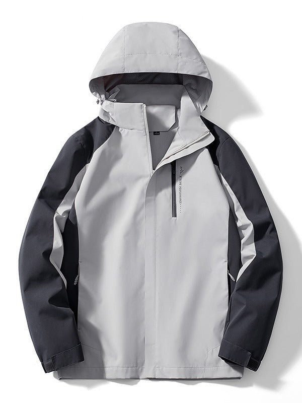 Damen Leichte zweifarbige Softshelljacke mit Kapuze, atmungsaktivem Meshfutter und Brustreißverschluss – Célinea