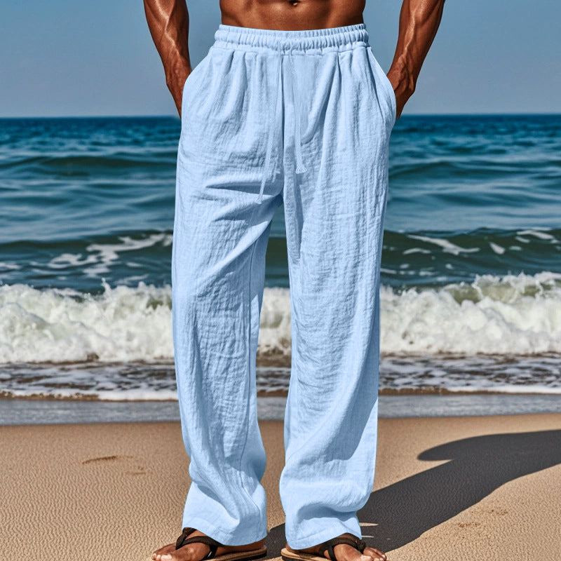 Herren luftige Strandhose mit elastischem Bund und seitlichen Taschen Echoarchiv