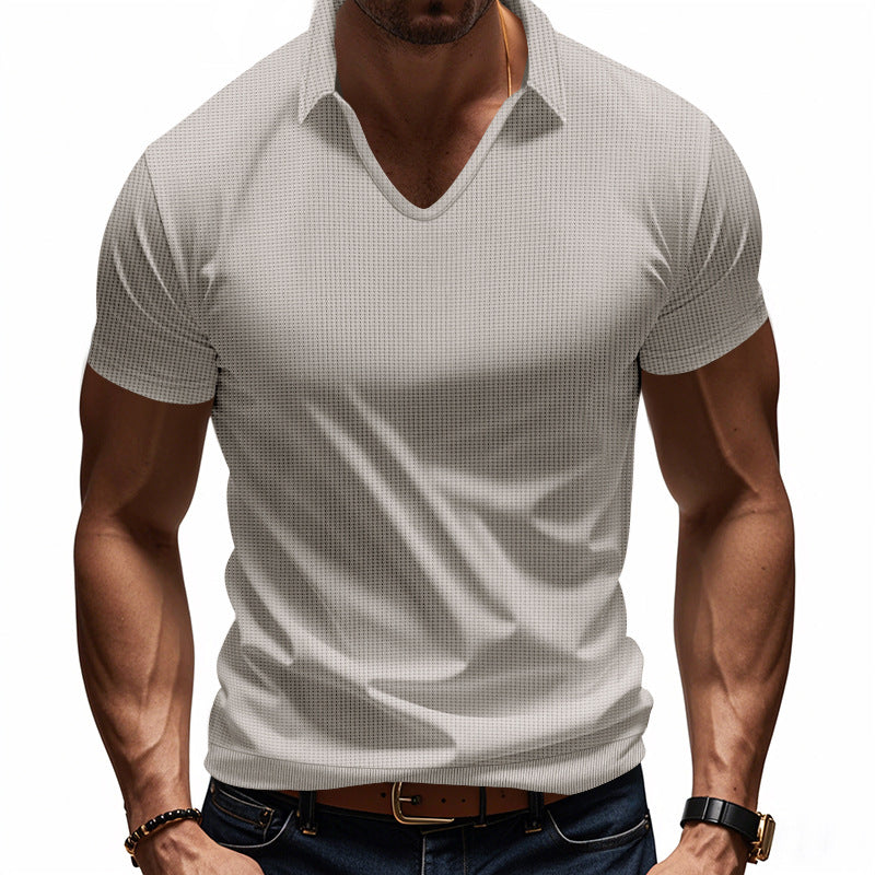 Herren kurzärmeliges Poloshirt mit strukturiertem Wabenmuster und modernem Schnitt Echoarchiv