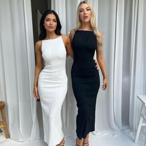 Damen Maxikleid mit elegantem Wellenmuster und figurbetontem Schnitt Echo Archiv