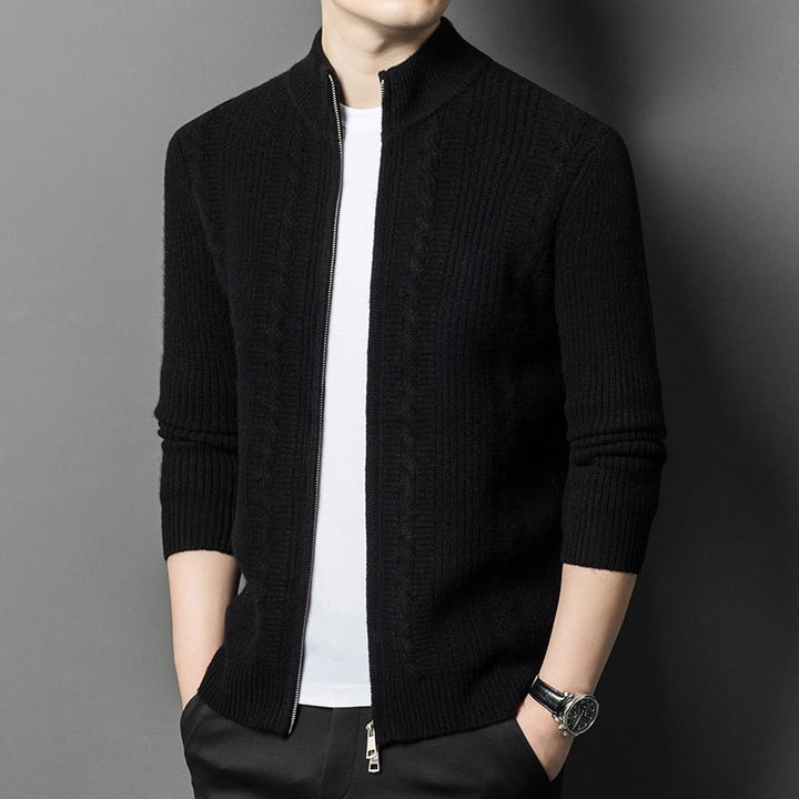 Herren elegante Strickjacke mit modernem Reißverschluss Echoarchiv