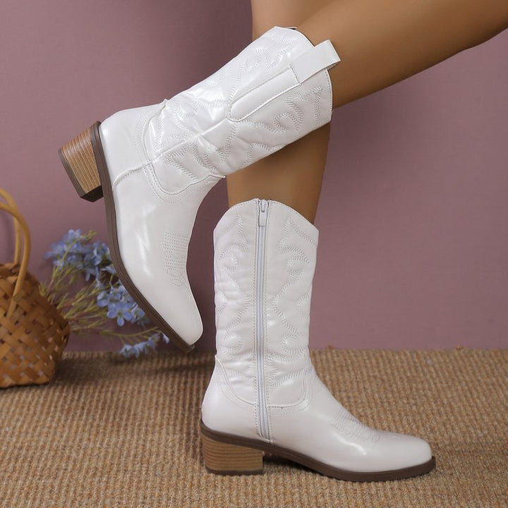 Damen nan Cowboystiefel mit mittelhohem Blockabsatz und seitlichem Reißverschluss Echo Archiv