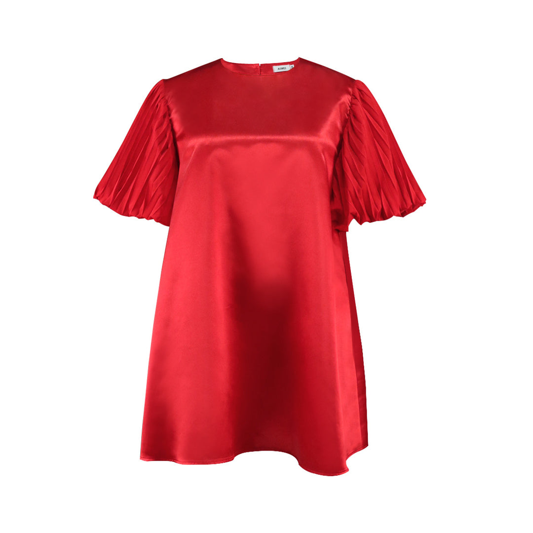 Damen exklusives Satin Kleid mit elegantem Rüschensaum Echo Archiv