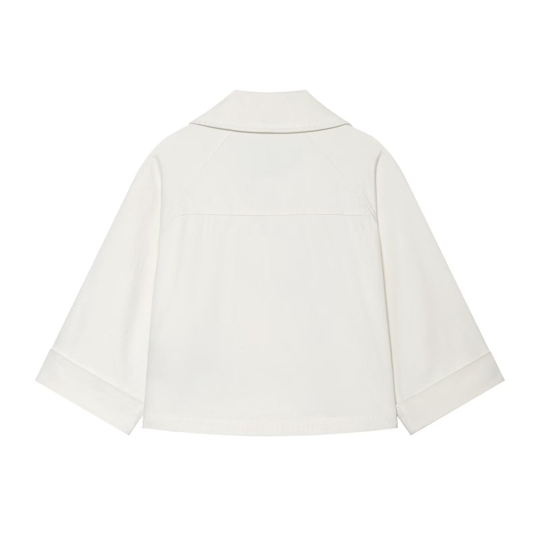 Damen Kurzes Doppelreihiges Trench‑Cape mit weitem Kragen und dreiviertel Ärmeln Echo Archiv
