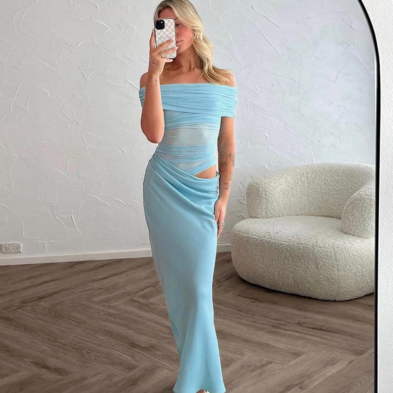 Damen elegantes Off-Shoulder Maxikleid mit figurformendem Wickeldesign Echo Archiv