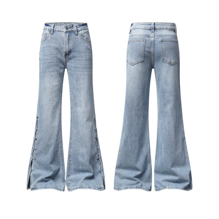 Damen High‑Waist Flared‑Jeans mit seitlicher Schnürung und weitem Schlag Echoarchiv