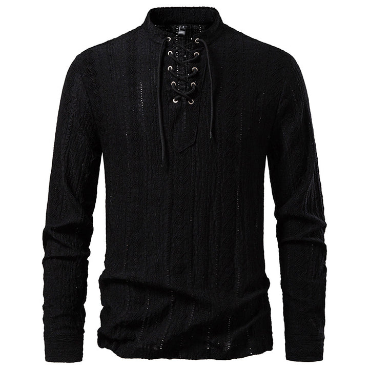Herren Langärmliges Shirt mit kreativem Schnürdesign Echoarchiv