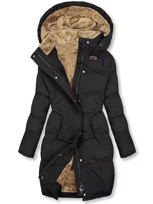 Damen gefütterter Winterparka mit abnehmbarer Kapuze und weichem Innenfutter Echoarchiv