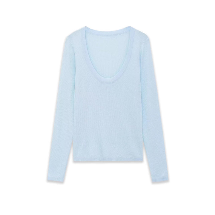 Damen Feinstrick-Pullover mit tiefem U-Ausschnitt und schmaler Silhouette Echoarchiv