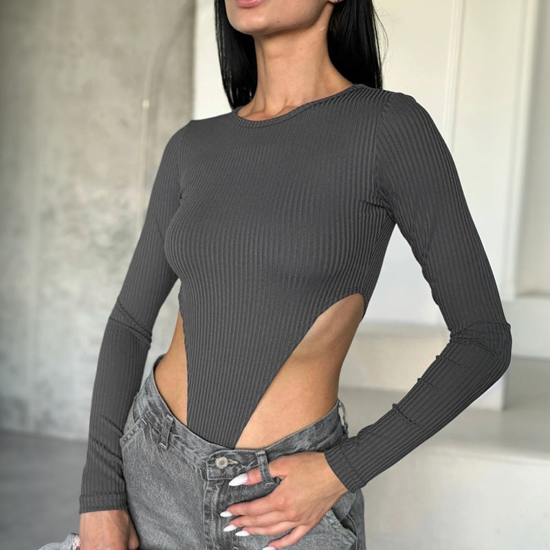 Damen Figurbetontes Langarmshirt mit seitlichem Cut-Out Echo Archiv
