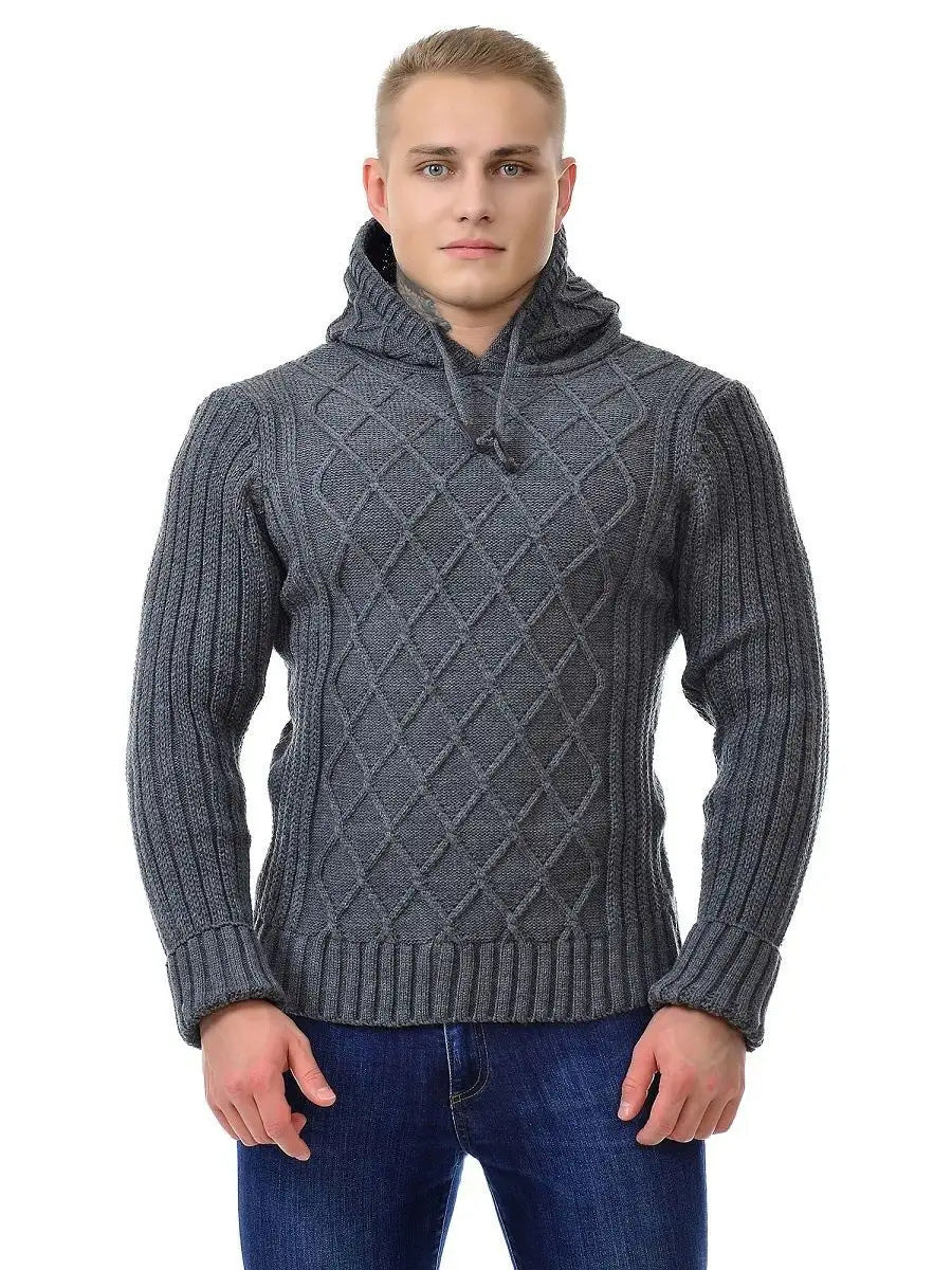 Herren kuscheliger Strickpullover mit Kapuzendetails Echoarchiv