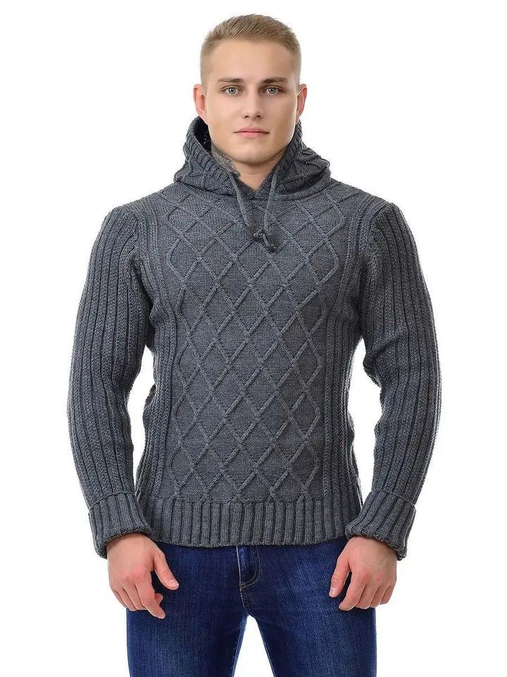 Herren kuscheliger Strickpullover mit Kapuzendetails Echoarchiv